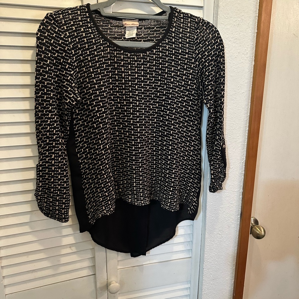 Fashion Magazine Black And White Asymmetrical Blouse